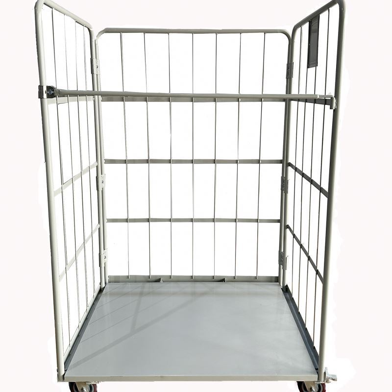 Large storage metal steel rolling  collapsible foldable cagemetal bin storage container