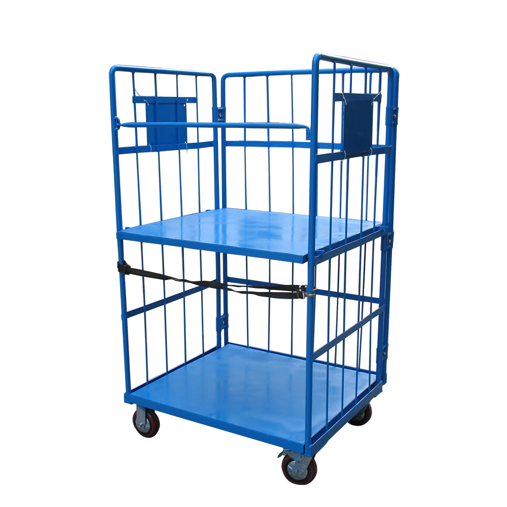 High Quality Cargo Storage Foldable Cheap OEM Heavy Duty Industrial container 4-wheel metal logistics roll cage Pallet trolley