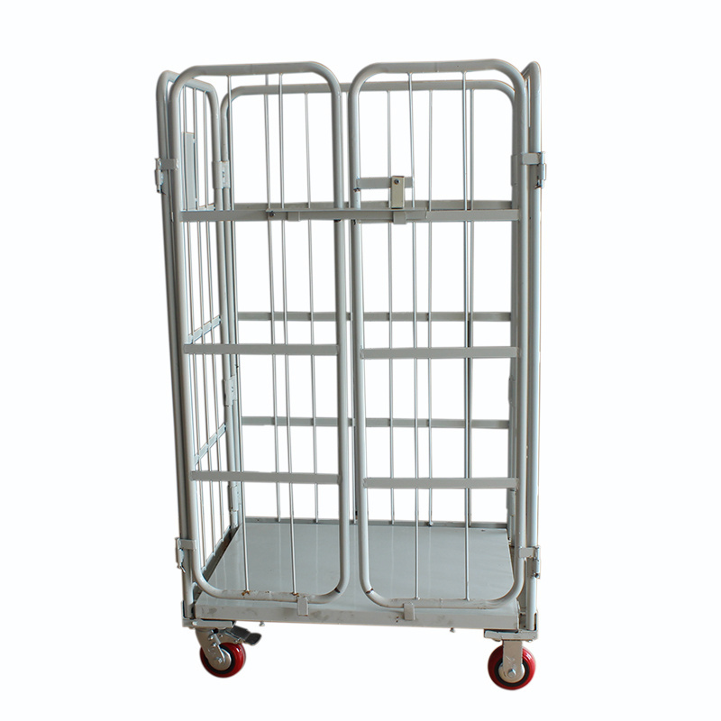 Logistics industrial laundry folding warehouse container cage roll containers trolley with door