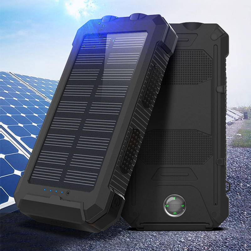 Waterproof Outdoor Solar Power Bank 20000mah Dual Usb Travel Portable Solar Mobile Phone Charger Solar Powerbanks For Camping