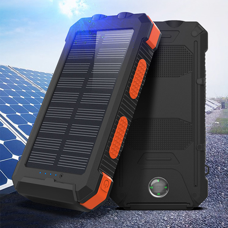 Waterproof Outdoor Solar Power Bank 20000mah Dual Usb Travel Portable Solar Mobile Phone Charger Solar Powerbanks For Camping