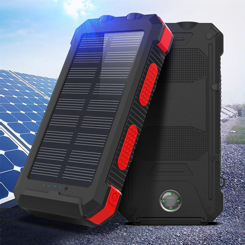 Waterproof Outdoor Solar Power Bank 20000mah Dual Usb Travel Portable Solar Mobile Phone Charger Solar Powerbanks For Camping