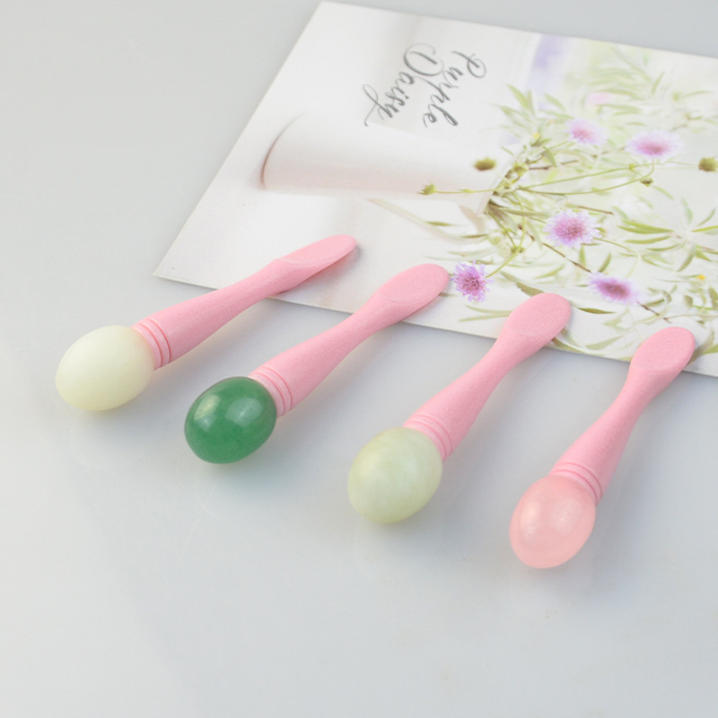 Wholesale Pink mini beauty spatulas eye cream jade spoon soft silicon cosmetic spatula