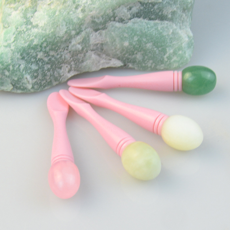 Wholesale Pink mini beauty spatulas eye cream jade spoon soft silicon cosmetic spatula