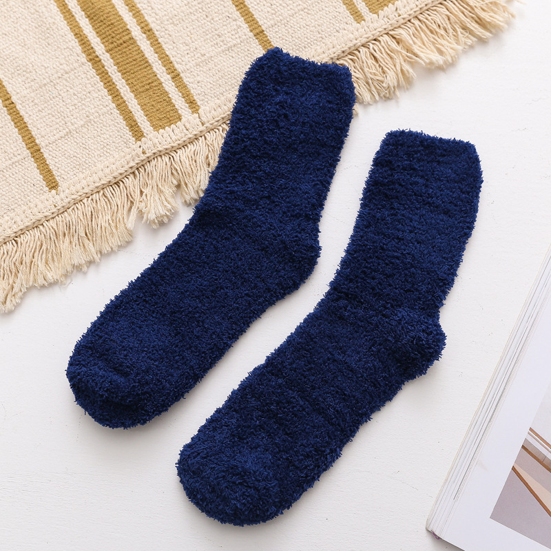 Custom Slipper Socks Fuzzy Fluffy Thick Warm Socks Unisex Men Women Knitted Embroider Logo