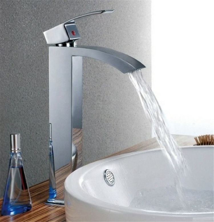 Popular deck installation black chrome single handle water taps bathroom faucet widespread basin faucet