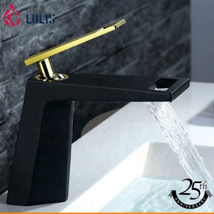 B1034 Certification black white brass body basin faucet single hole hot and cold water vanity basin mixer bathroom faucet tap