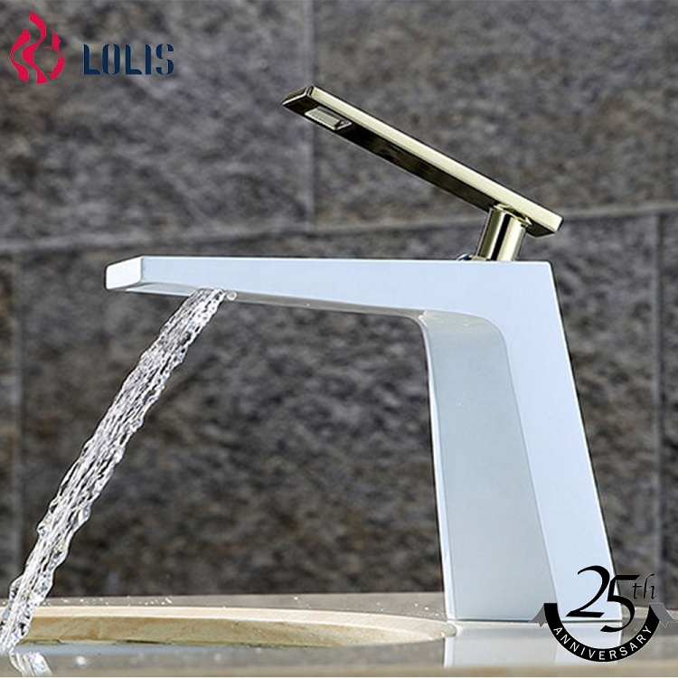 B1034 Certification black white brass body basin faucet single hole hot and cold water vanity basin mixer bathroom faucet tap