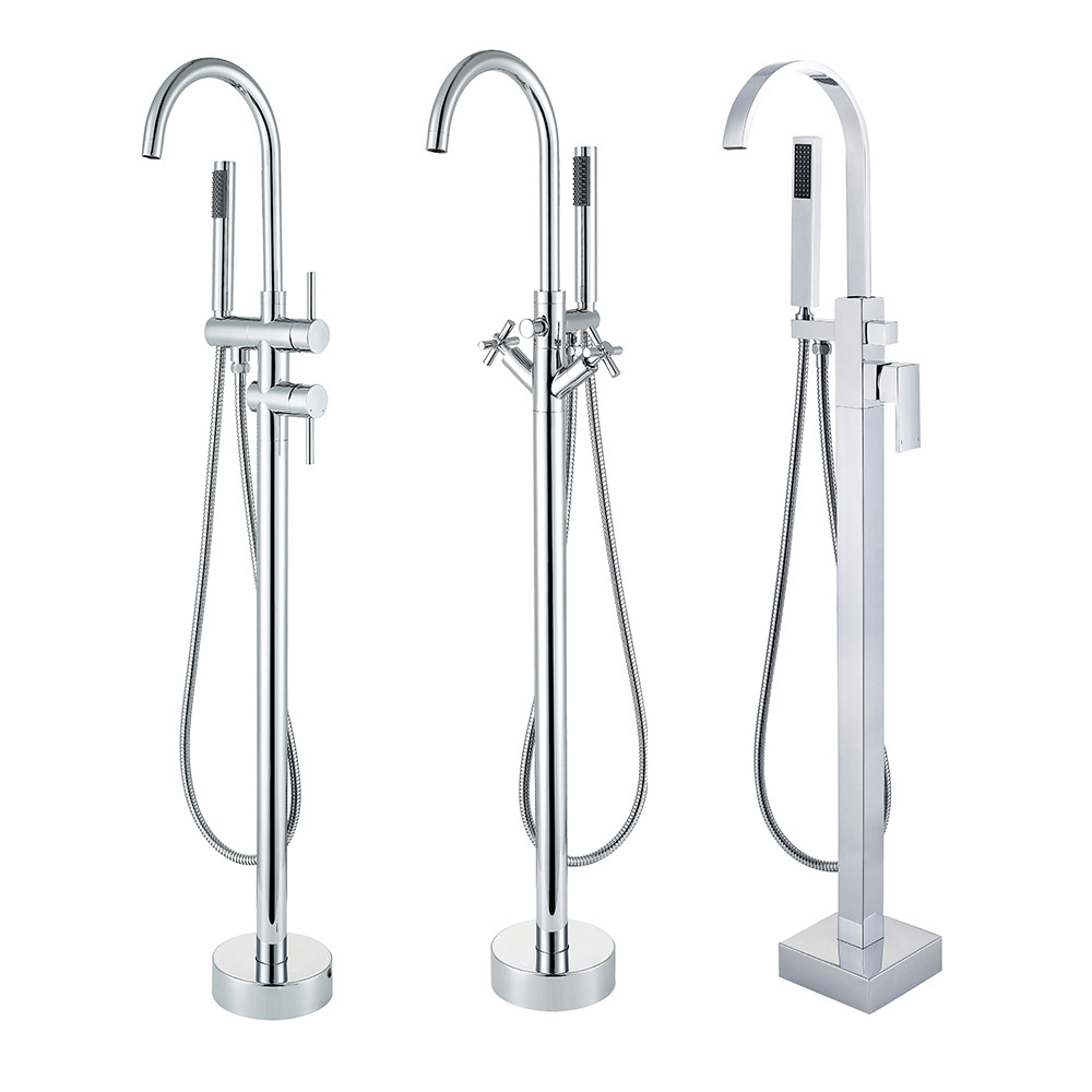 YLF1008 Brass Freestanding Bath Shower Mixer floor stand mounted Tub Filler Shower Mixer Free Standing Bathtub Faucet