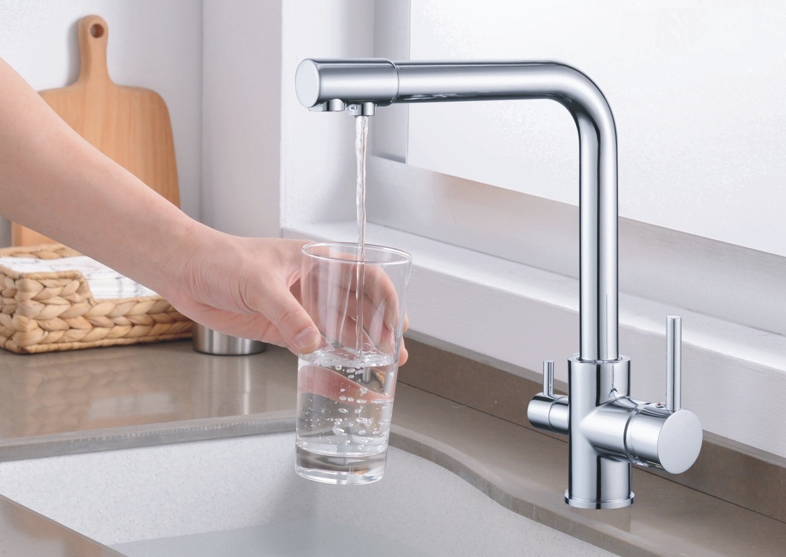 Stainless steel lead free drinking water faucet 3 ways kitchen faucet water purifier Filter water tap