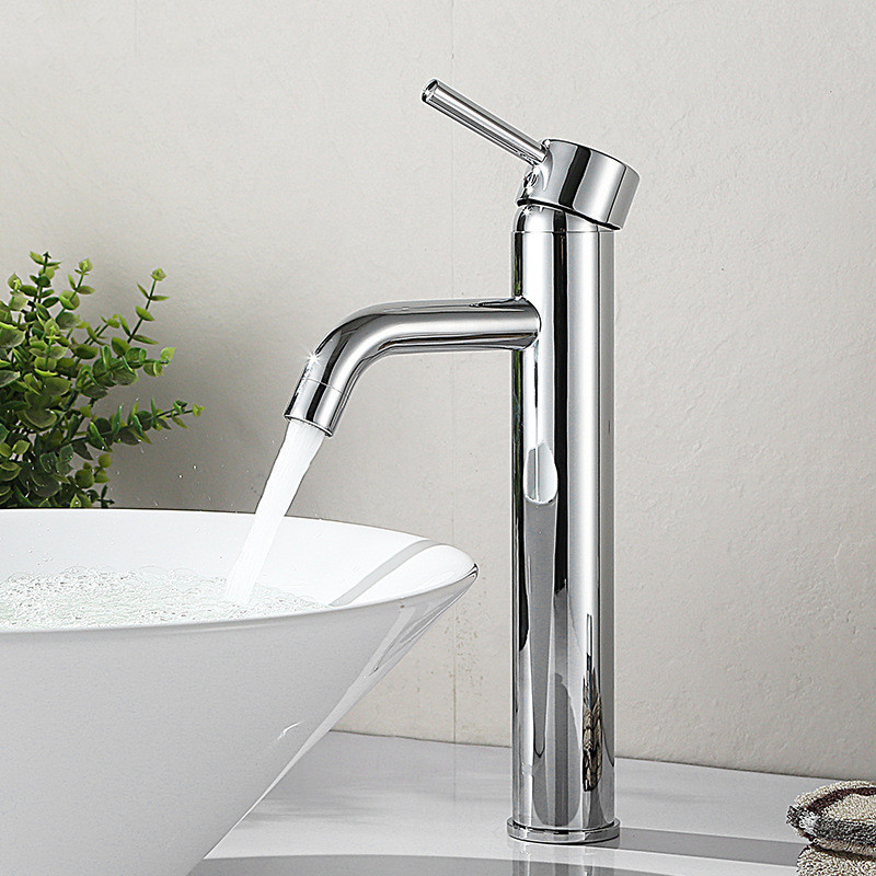 A0055-M Single hole single handle modern bathroom lead free basin faucet brushed nickel high platform bathroom faucet