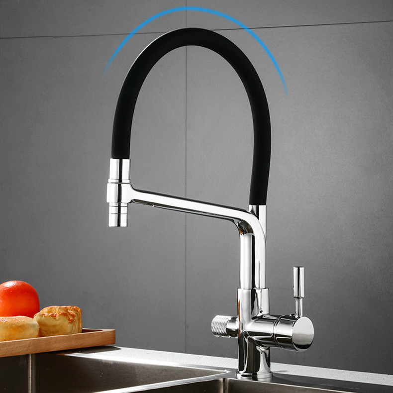 YLK0075 High quality health brass drinking water sink faucet double handle kitchen purified water faucet