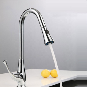 Pull down design chrome plated sink water taps zinc alloy handle kitchen sink basin faucet