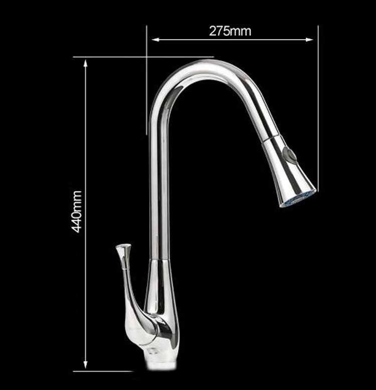 Pull down design chrome plated sink water taps zinc alloy handle kitchen sink basin faucet