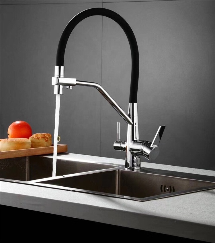 3 way kitchen faucets purifier pull down out black sink spray brass sanitary ware kitchen faucet mixer tap