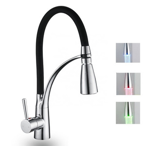 YLK1004 Good price brass chrome finish kitchen water tap mixer single lever led kitchen faucet