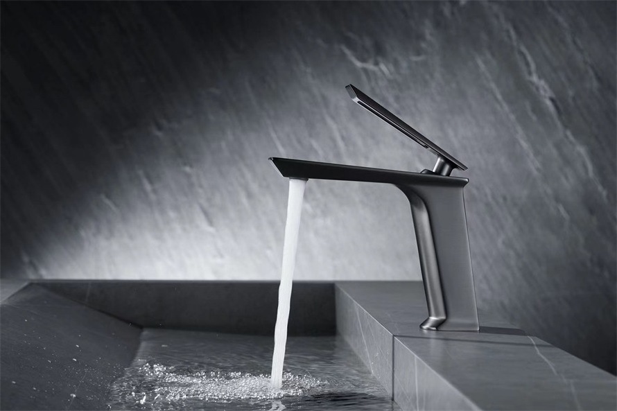 A0218B Matte Black Single Handle Waterfall Water Mixer Copper Bathroom Basin Faucet