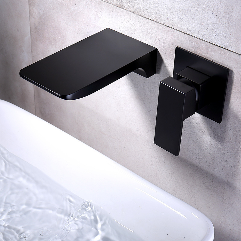 A0075B wall mounted brass black water taps bathroom faucet widespread basin faucet  waterfall faucet