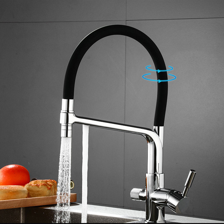 YLK0075 High quality health brass drinking water sink faucet double handle kitchen purified water faucet