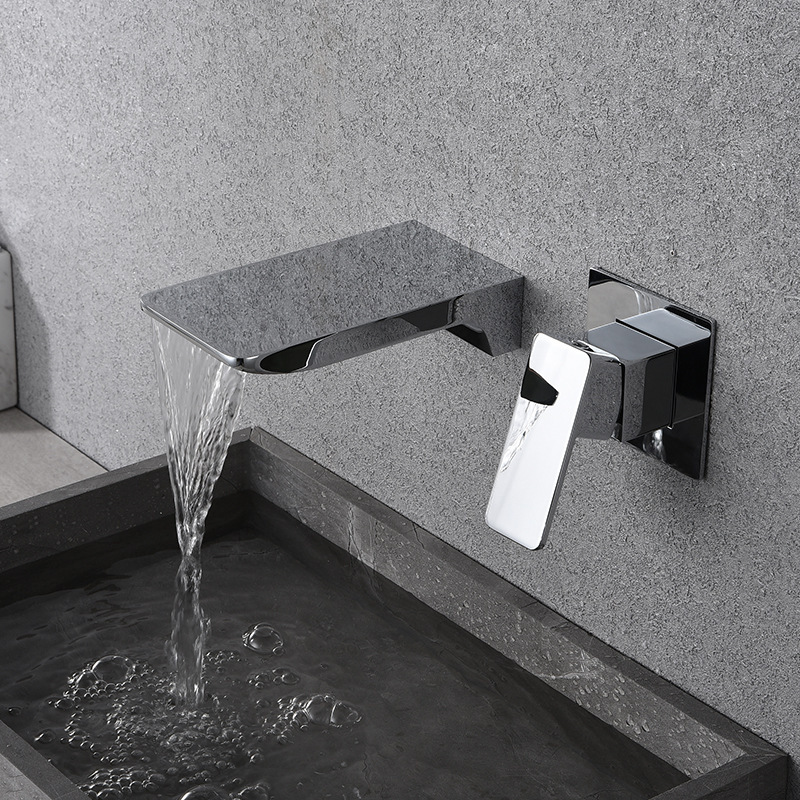 A0075B wall mounted brass black water taps bathroom faucet widespread basin faucet  waterfall faucet