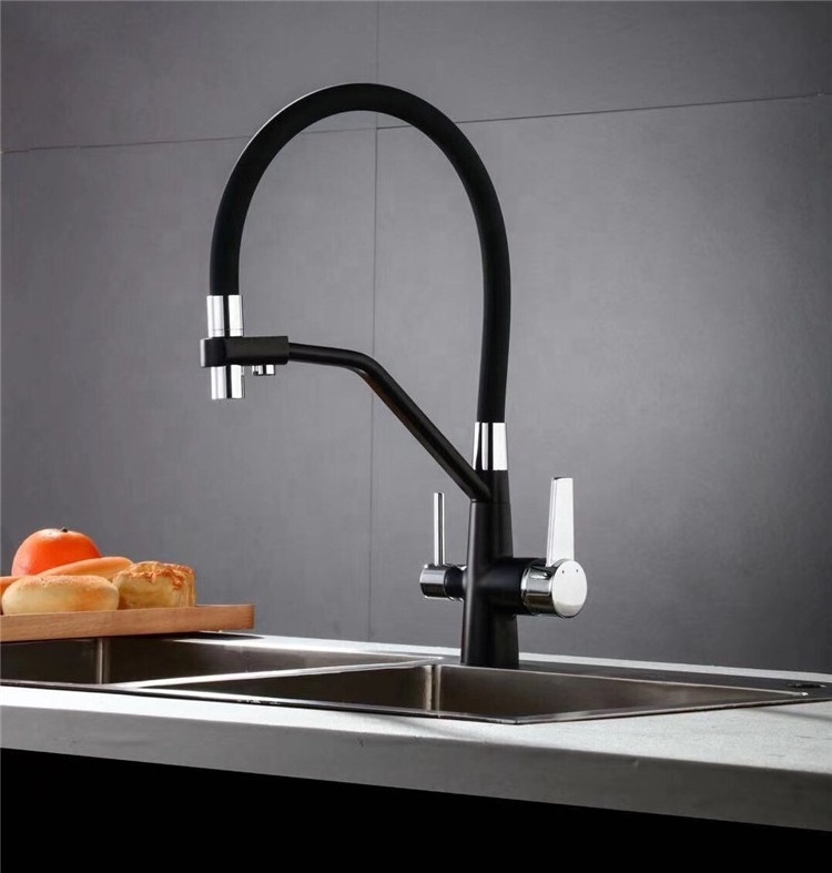 3 way kitchen faucets purifier pull down out black sink spray brass sanitary ware kitchen faucet mixer tap