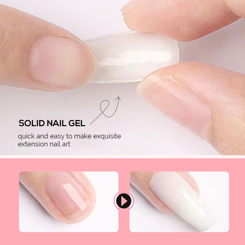 15ML Non Stick Hand Solid Extension Nail Gel Clear Nude Pink Extension Gel Rhinestone Glue Gel Easy to Operate