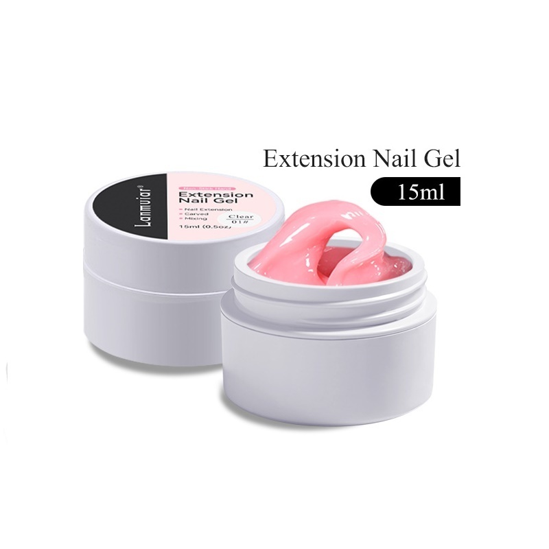 15ML Non Stick Hand Solid Extension Nail Gel Clear Nude Pink Extension Gel Rhinestone Glue Gel Easy to Operate