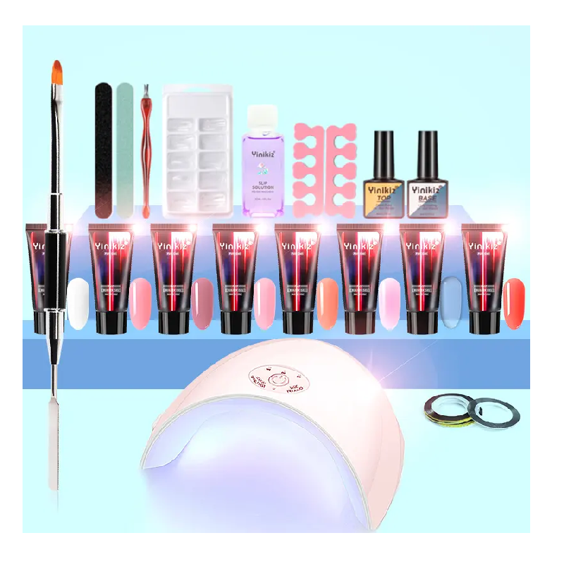 14pcs/kit Poly Nail Extension Gel Set Gel Polish Lamp Nail Brush   Tools Natural Hard Jelly Acrylic Gel Set Wholesale