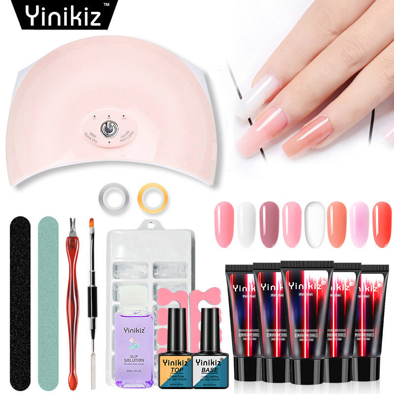 14pcs/kit Poly Nail Extension Gel Set Gel Polish Lamp Nail Brush   Tools Natural Hard Jelly Acrylic Gel Set Wholesale