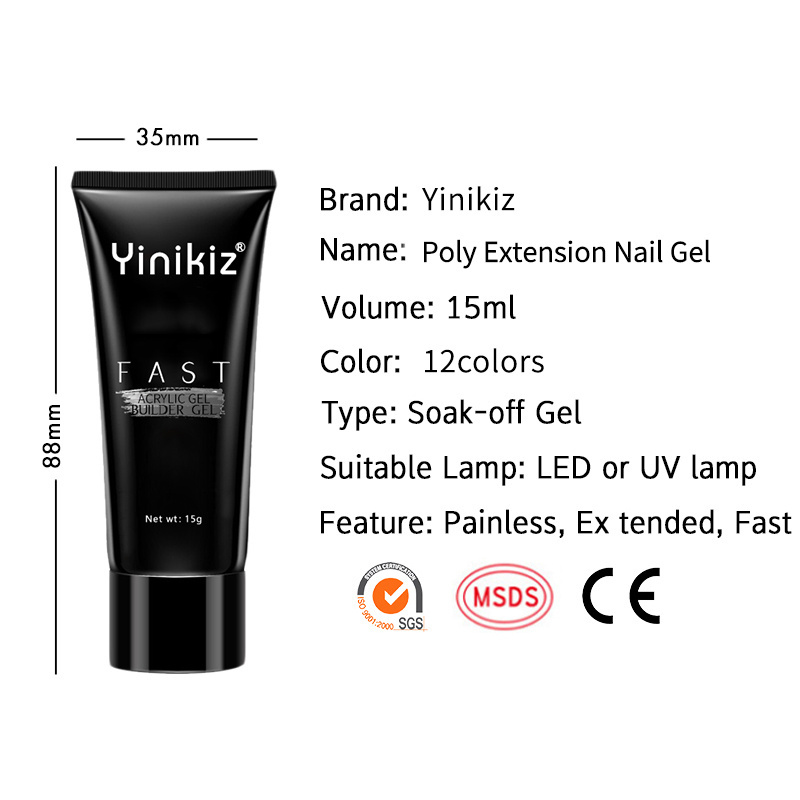 Good Adhesion 12 Colors Carving acrylic Gel In Tube Gel Nail Extension Polish In Stock Poly Extension Nail Gel