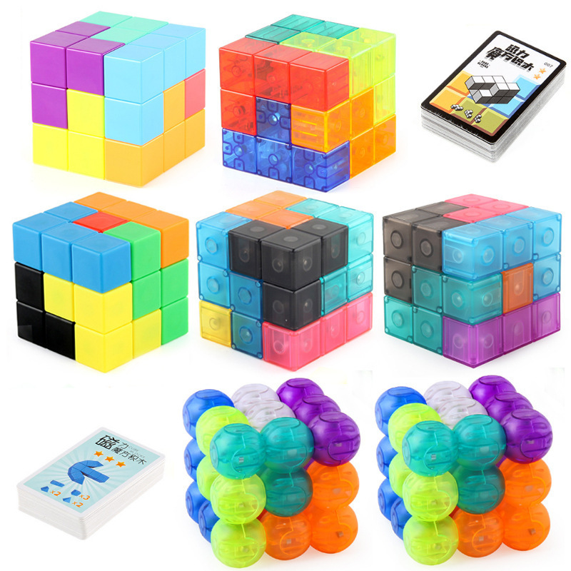 Puzzle Games Magnetic Building Block Cube DIY Building Block Toy Magic Educational Toys 3D Magical Magnet Puzzle Cube