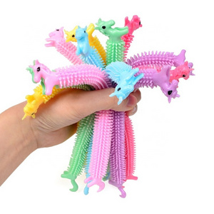 Multicolor Unicorn Stretchy Strings TPR Fidget Bracelet Sensory Stress Relief Noodles Fidget Toys for Children and Adults