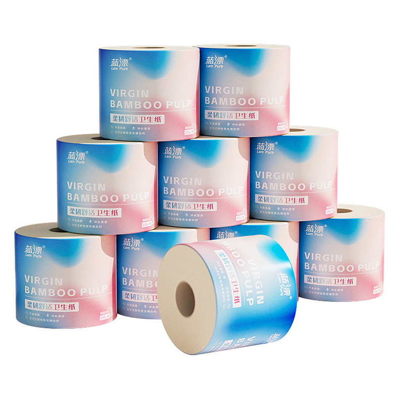 thicker 5 ply virgin bamboo pulp hotel toilet paper tissue roll