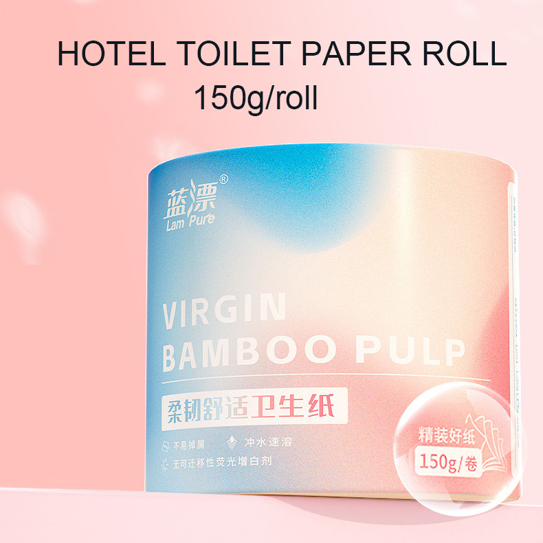 thicker 5 ply virgin bamboo pulp hotel toilet paper tissue roll