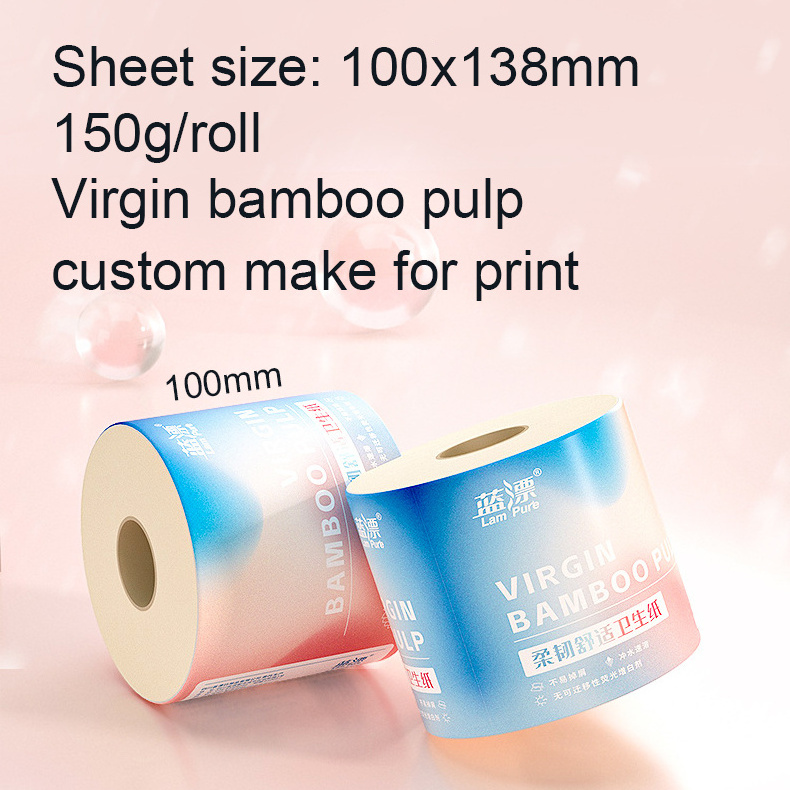 thicker 5 ply virgin bamboo pulp hotel toilet paper tissue roll