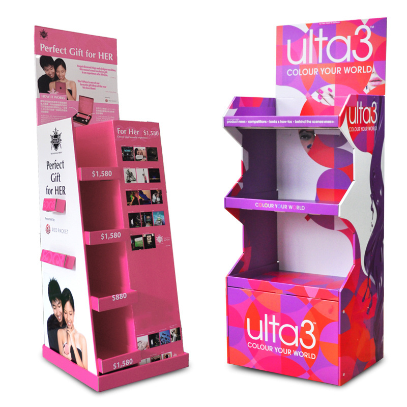 Custom Retail Store Carton Counter Top Display Box Unit Paper Makeup Rack Paper Eyelash Cosmetic Counter Display Stand