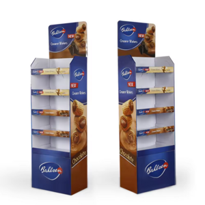 Supermarket Retail Display Shelves Pop Snack Food Cake Candy Foldable Cardboard Pallet Floor Display Stand Racks