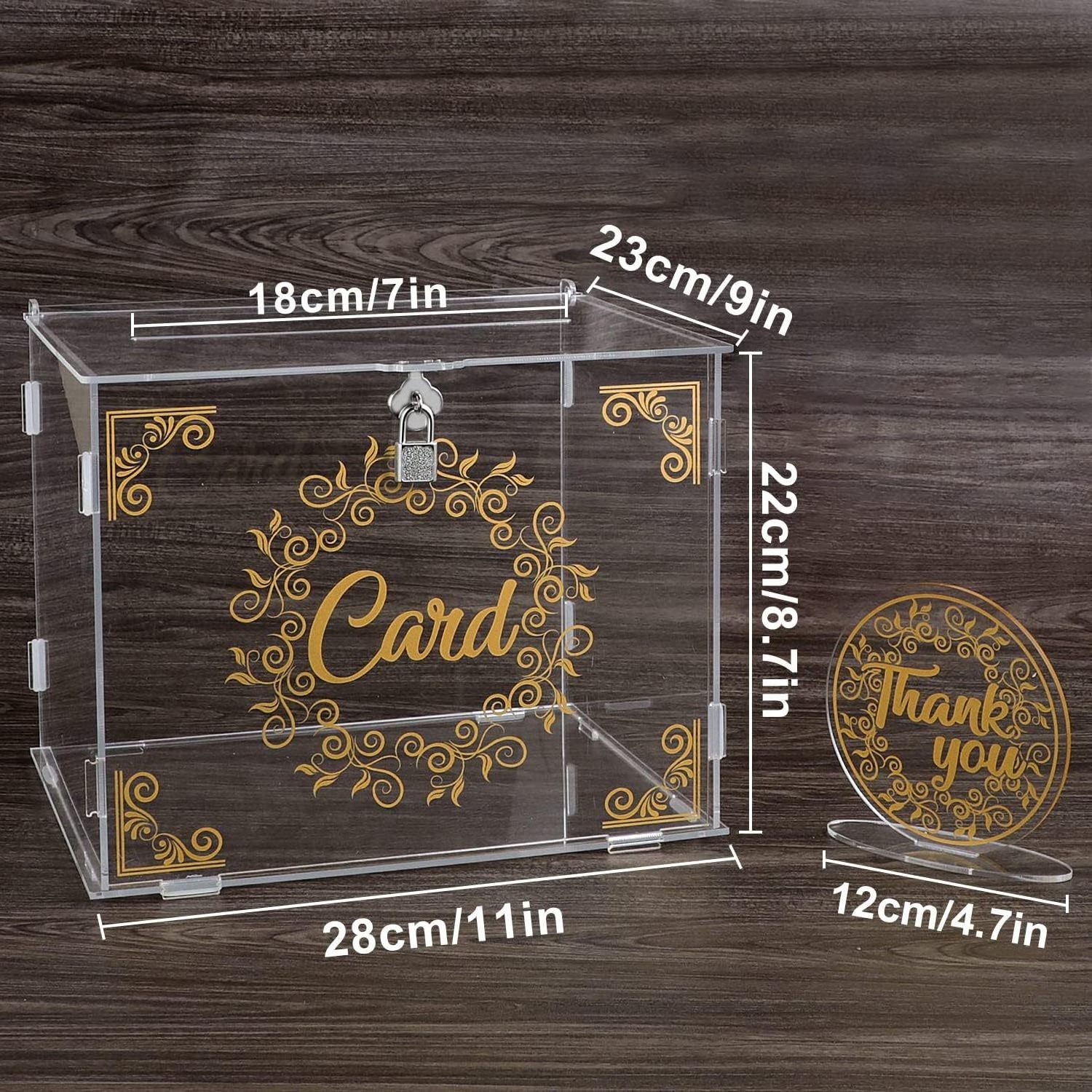 Transparent Assembled Acrylic Wedding Gift Box Hand Letter Design for Display Racks for Cards Collection Wedding Use