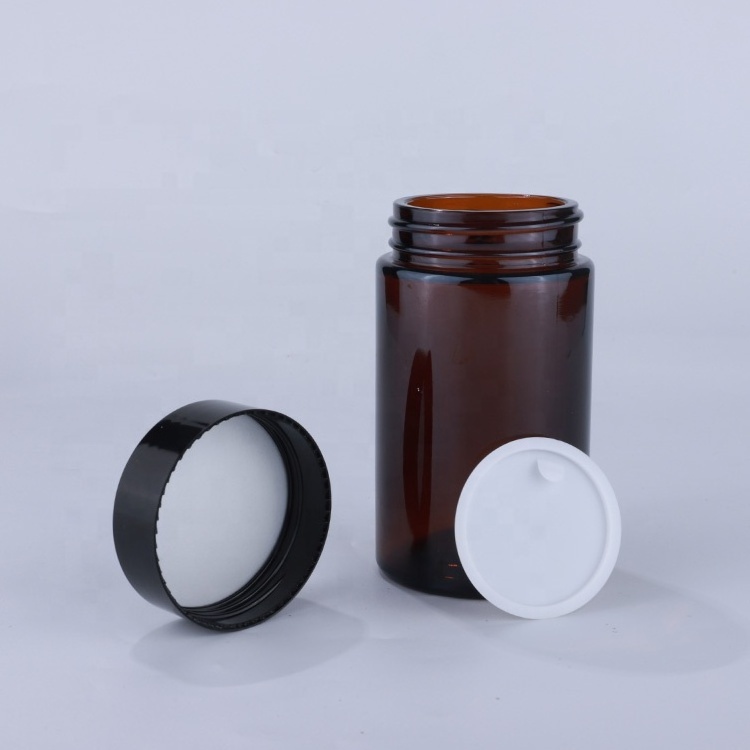 Hot sale 200g amber glass cream jar with black lid eco friendly cosmetic containers