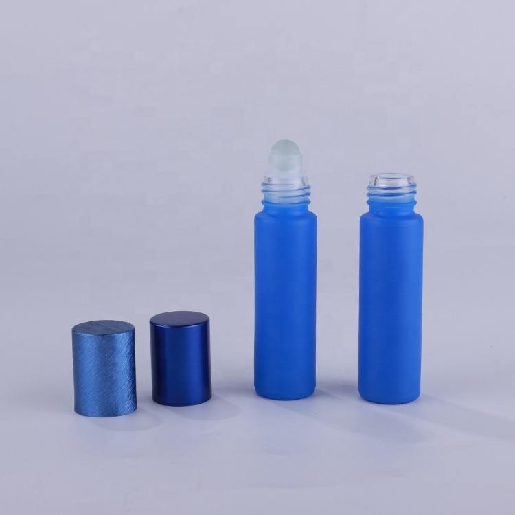 Hot sale 10ml matte rainbow colors glass roll on bottle with stainless steel roller ball