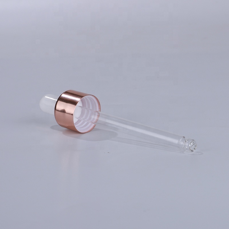 Wholesale classic serum 30ml clear glass dropper bottle with rose gold lid for essential oil