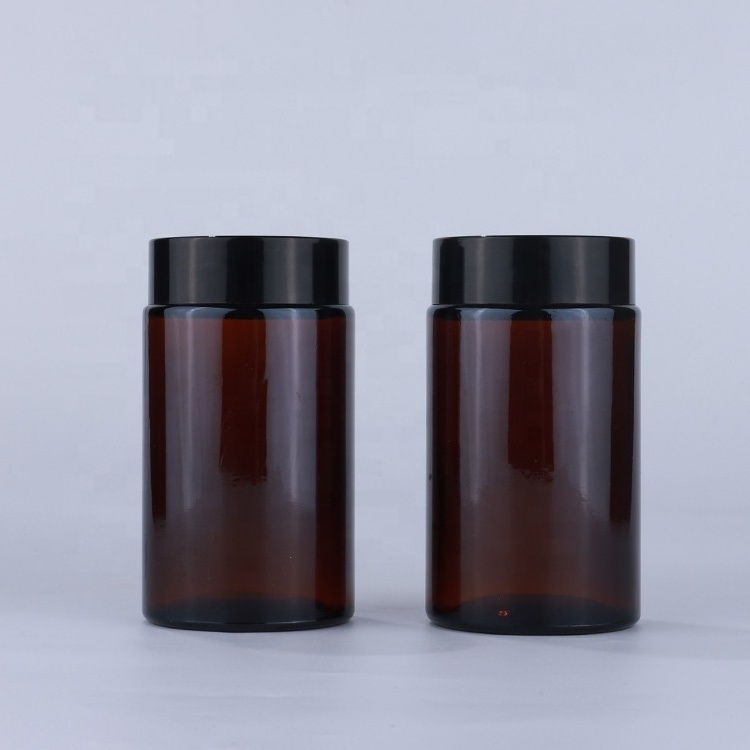 Hot sale 200g amber glass cream jar with black lid eco friendly cosmetic containers