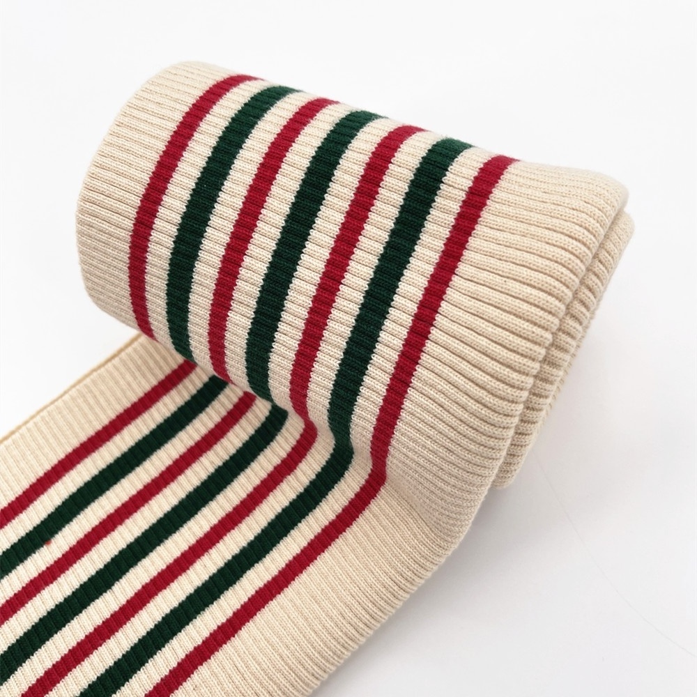 Custom factory price Eco-friendly material 92% cotton 8% spandex stripe rib trim, ribbing cuff and hem