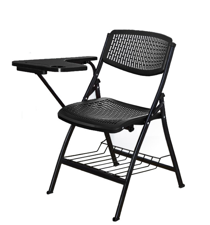 wholesale modern black adult plastic folding study chairs with writing pad