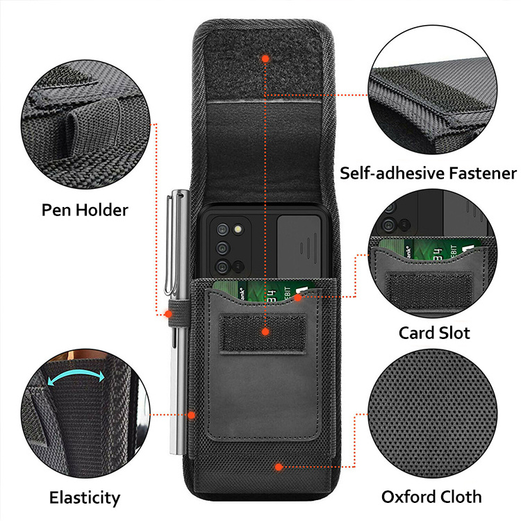 Vertical Adjustable Cellphone Carrying Case With Card Holder Belt Waist Bag Phone Pouch