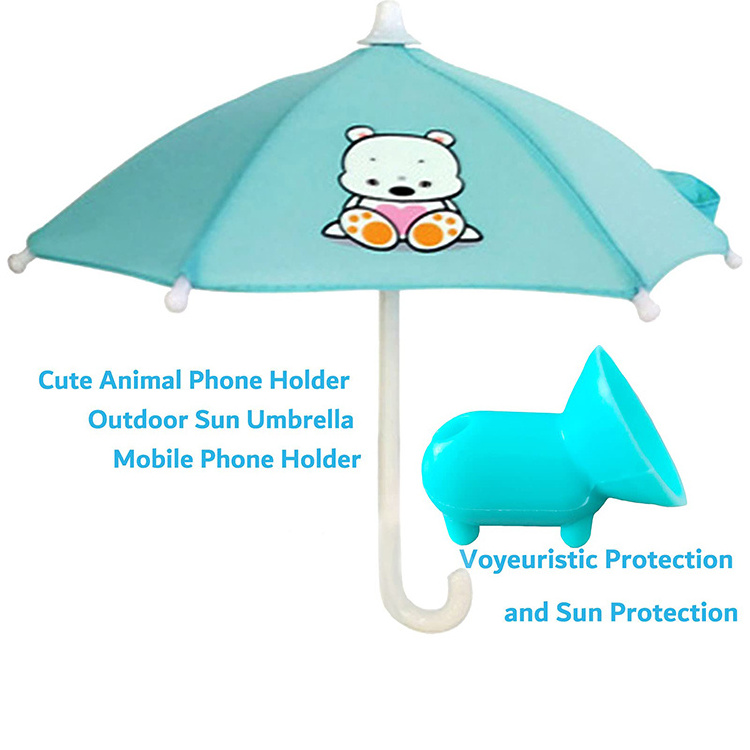 Universal Cute Animal Sun Shade Cover Silicone Suction Cup Stand Mini Umbrella For Phone