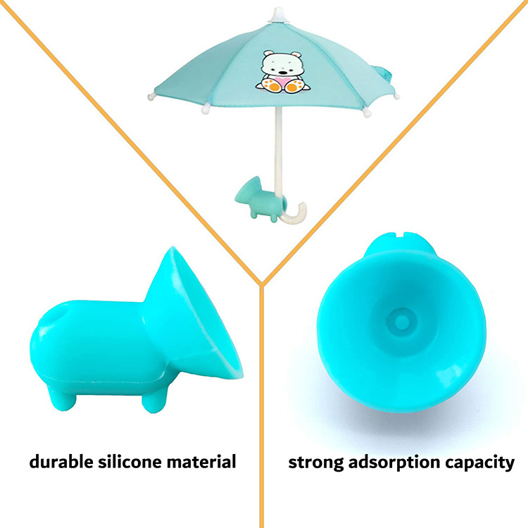 Universal Cute Animal Sun Shade Cover Silicone Suction Cup Stand Mini Umbrella For Phone