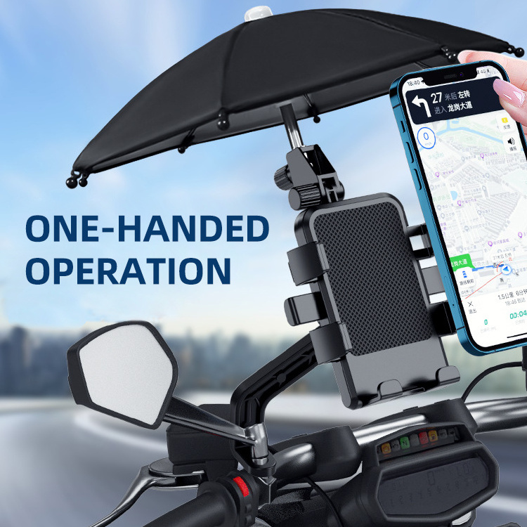 360 Adjustable Rainproof Bike Motorcycle Mobile Phone Holder With Small Umbrella