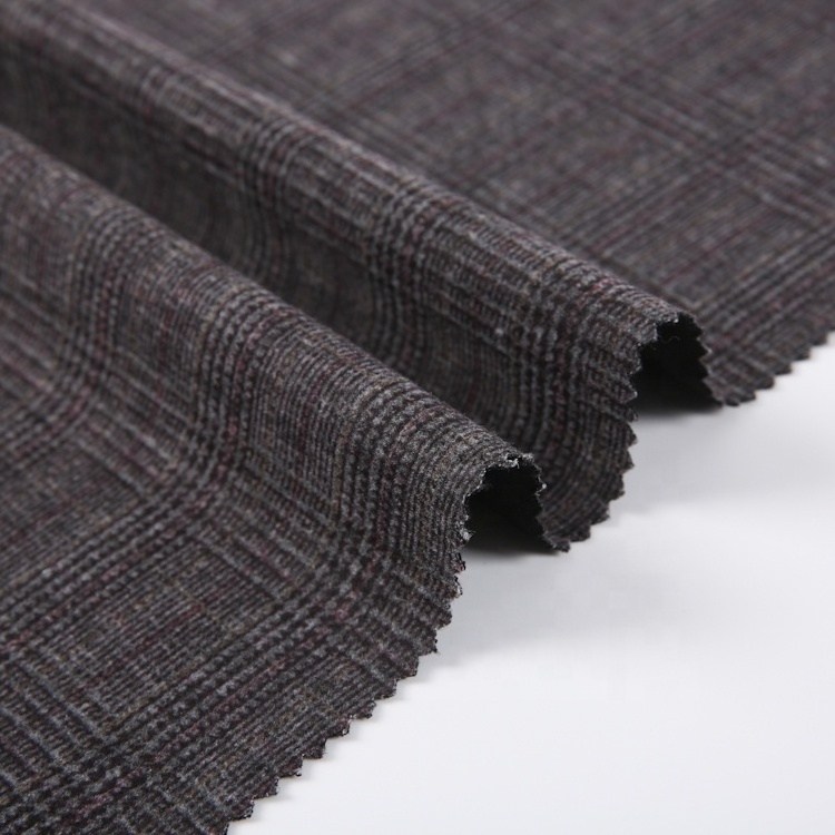 Polyester Rayon Spandex Grey Tr Knitted Brushed Plaid Print Ponte De Roma Fabric For Garment