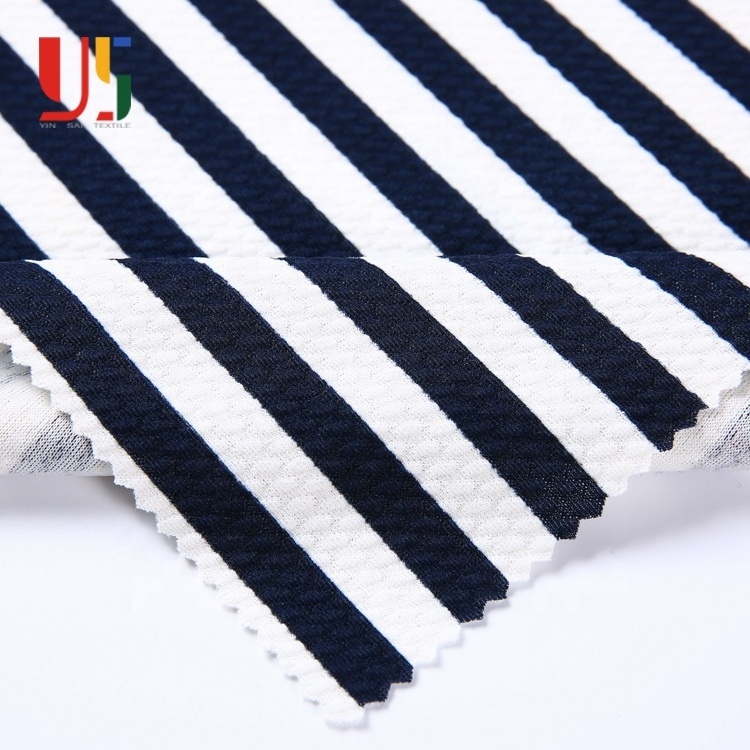 Black and white stripe spandex stretch polyester jacquard strip fabric for garment